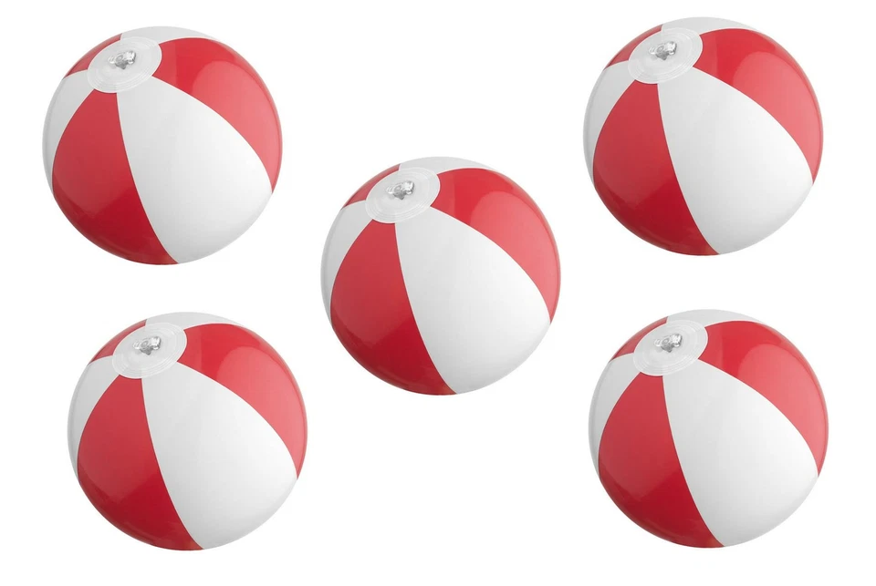 MACMA 5x Mini Strandball / Wasserball / Farbe: rot-weiß