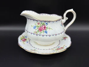 Royal Albert Petit Point Gravy Boat Saucer Set Bone China England - Picture 1 of 6
