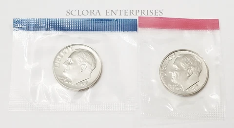 1981 P & D Roosevelt Dime Set (2 Coins) *MINT CELLO* *FREE SHIPPING* Cover