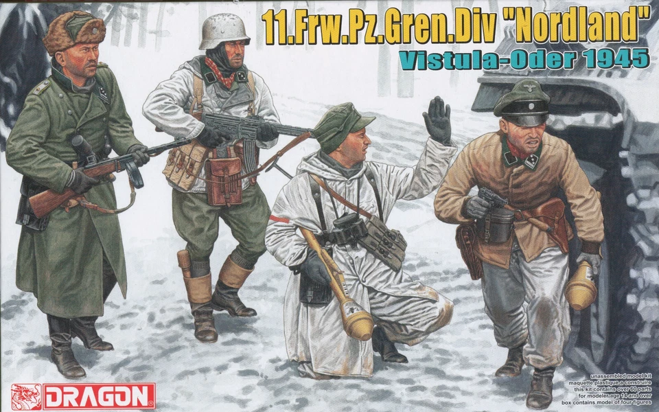 Dragon 1/35 6455 WWII German 11.Frw.Pz.Gren.Div "Nordland" Vistula-Oder (4 Figs) - Image 1 of 1