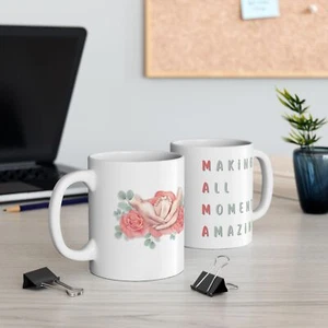 Taza Cerámica Regalo Día de la Madre, Diseño Floral Mamá, Regalo Nueva Mamá, Baby Shower - Imagen 1 de 13