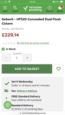 Geberit Back To Wall BTW Concealed WC Toilet Cistern & Flush Plate Push Button - Image 1 of 4