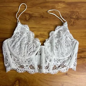 Free People Longline Lace Bralette Size S White Adjustable Back Underwire NWT - Picture 1 of 7