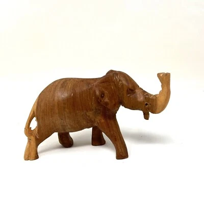 木制大象雕像波西米亚手工雕刻人偶缺失象牙家居装饰 — 第 1/4 张图片