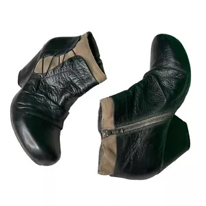 Stivaletti donna OTBT Rhinelander neri in pelle marrone chiaro con zip taglia 9 M - Foto 1 di 11