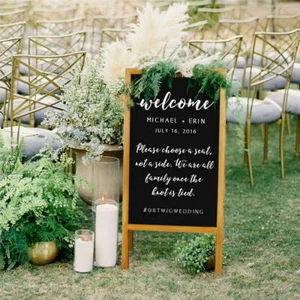 Anti-Wind A-Frame Magnetic Sidewalk Chalkboard Wood Menu Sign Board Cafe Wedding - Picture 1 of 25