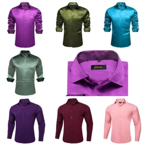 Mens Fashion Button Down Shirt Casual Long Sleeve Purple Top Dress Shirts S-3XL - Picture 1 of 57