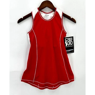De Soto Forza Tri Top Womens Sleeveless Cycling Built In Bra Red White XS NWT - Image 1 of 4