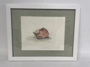 Künstler D. Morgan gerahmter Druck mattiert gerahmtes Muschelthema weiß Strand Meer - Bild 1 von 5
