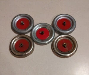 Vintage AC Gilbert Erector Set Lot of (5) 3 inch Disc Wheels Red/Silver - Picture 1 of 4