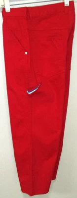 Pantalón de Carpintero Forenza 100% Algodón Rojo Denim Jean Recortado Capri Talla 6 Mujer NUEVO Foto 1 de 4