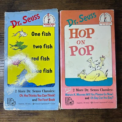 Dr. Seuss VHS Bundle Vintage Hop on Pop and One Fish Two Red Blue Think Foot - Image 1 of 4