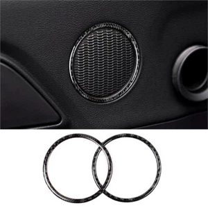 2Pcs Carbon Fiber Interior Door Speaker Cover Trim For Ford Mustang 2015-2019 - Picture 1 of 12