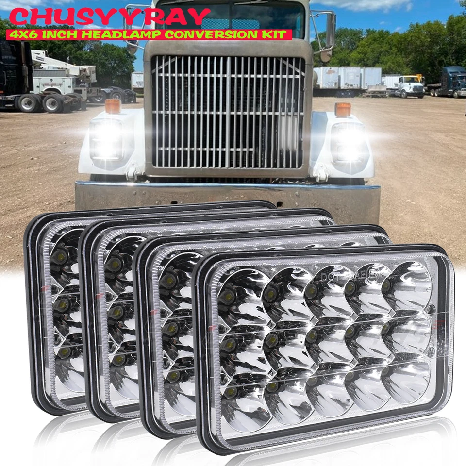 For International Harvester 9300 1988-2000 Trucks 4pcs 4x6" Led Headlights HI/LO - Image 1 of 4