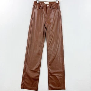 Joe's Jeans Margot Vegan Leather Pants Size 25 Womens Toffee Brown - Picture 1 of 13