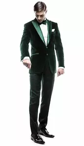 Blazer uomo lusso velluto verde elegante abbigliamento festa matrimonio cena giacca cappotti - Foto 1 di 3