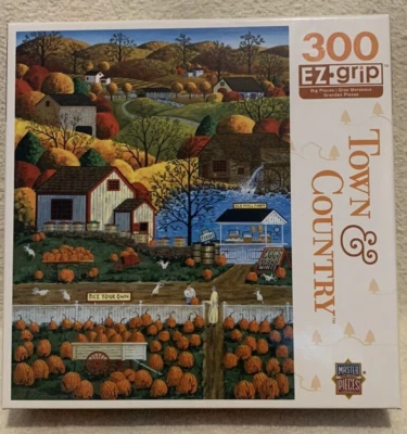 300 Pc Master Pieces AUTUMN MORNING Folk Art Puzzle 18x24 Complete 9+ GUC - Image 1 of 3