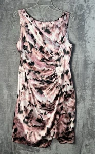 London Times Women’s Sleeveless Dress Pink Grey Ruffle Front V-Neck Back Sz 18W - Picture 1 of 10