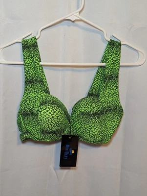 Ree Bees Swimwear Women's Size Large Green Snake Skin Color Bikini Swim Top - Image 1 of 4