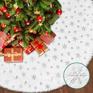Weihnachtsbaum Rock Extra Groß 72 Zoll Dick Weiß Plüsch Kunstfell Splitter Sn... - Bild 1 von 9