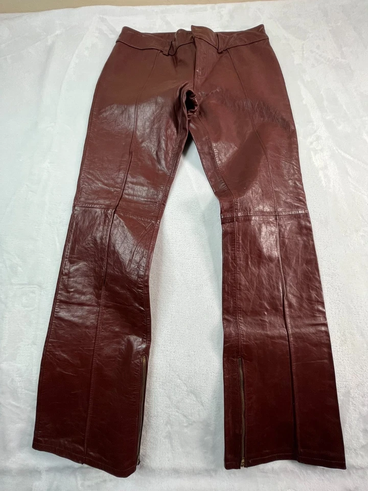 Pantalones de mezclilla de cuero GAP de colección para mujer 6 coñac marrón rojizo al tobillo forrados con cremallera Y2K Foto 1 de 4