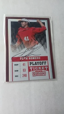 Seth Romero 2017 Panini Contenders DP Prospect Ticket Auto SSP 10/15 NATIONALS - Image 1 of 2