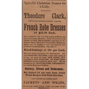 Theodore Clark French Robe Dresses 1886 Hartford CT Victorian Ad AB8-HT1 - Picture 1 of 2