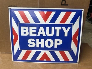 Insegna porcellana vintage - BEAUTY SHOP - parrucchiere donna salone 17" x 13" - Foto 1 di 3