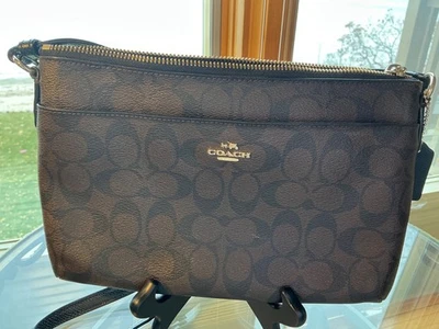 Coach F58285 Outline Signature File Bag Crossbody two tone brown/black - Image 1 of 4