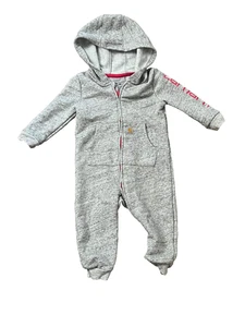 Carhartt one piece baby hoodie with zipper and pink letters, size 12month - Picture 1 of 4