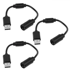 3Pcs Xbox 360 Breakaway Cable Adapter Cord for USB Wired Controller - Black - Picture 1 of 11