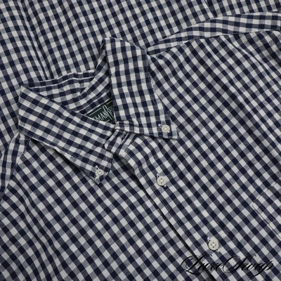 Gitman Bros. Vintage Made in USA White Blue Gingham Plaid Linen Blend Shirt M - Image 1 of 4