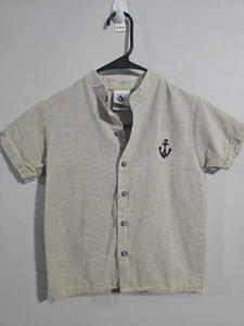 Vintage 1990s Embroidered Cotton Sailing Nautical Anchor Deck Shirt Youth Sz 6T - Picture 1 of 6