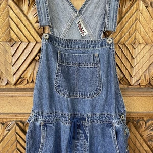 Vintage Bill Blass Overalls 1990s S/M Drawstring Elastic Waist Fall Denim - Picture 1 of 3