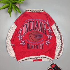 Chaqueta de bombardero Indiana rara de colección para hombre M roja con gráfico de baloncesto de los años 90 ropa de calle - Imagen 1 de 14