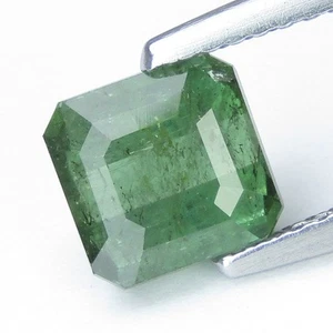 Impresionante piedra preciosa de turmalina verde natural de 1,94 quilates de 6,7 x 6,5 x 4,8 mm talla esmeralda - Imagen 1 de 5
