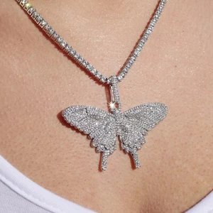 3 Ct VVS1 Round Cut Natural Moissanite BUTTERFLY Pendant 925 Sterling Silver - Picture 1 of 4