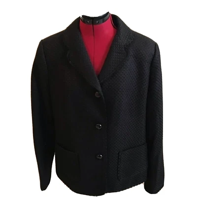 Blazer para mujer JM Collection talla 12 negro manga larga botones encaje ribete bolsillos Foto 1 de 4