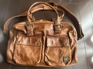 Belstaff Leather Travel Shoulder Bag Brown 14cmx40cmx29cm Good Condition Rare - Picture 1 of 12