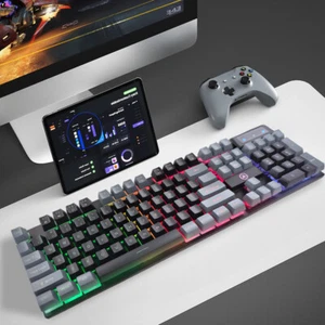 Backlit Keyboard Wired USB Lighted Computer Keyboard 104 Keys - Picture 1 of 17