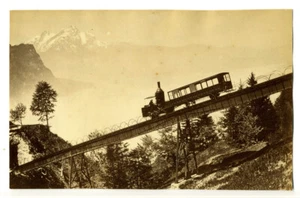 Vitznau–Rigi Bhan, chemin de fer du Righi, Suisse - Photographie ancienne 1890 - Imagen 1 de 1