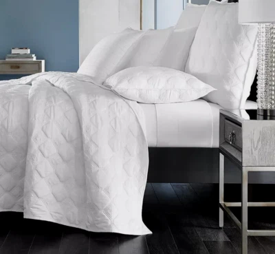 Hotel Collection Basic Cane Quilted Cotton Twin White Coverlet - Image 1 of 4