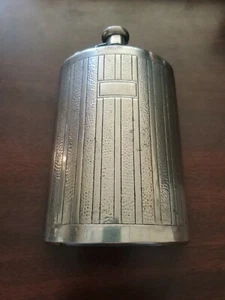 Vintage Aluminum Curved Hip Pocket Flask Canister Whiskey Drinking Drink Ware - Picture 1 of 7