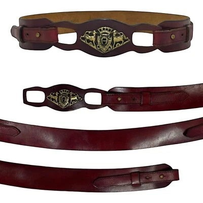 Cinturón de latón de cuero ancho hecho a mano vintage años 60 ETIENNE AIGNER S M 28" RARO Foto 1 de 4