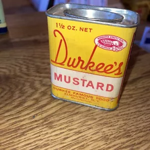 Lata de mostaza Durkee's vintage 1-1/2 OZ Elmhurst NY 2-7/8"T - Imagen 1 de 6