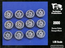Verlinden 1:35 Sherman Rubber Damaged Wheels Resin Detail Set #2600