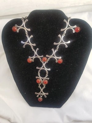 COLLAR VINTAGE PLATA ESTERLINA Y CORNALINA Foto 1 de 4