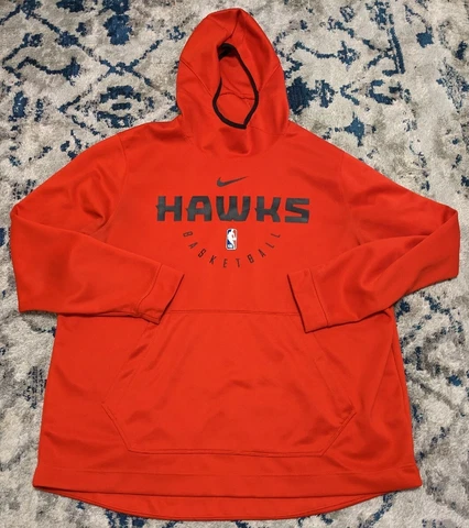 Atlanta Hawks Hoodie Men 2XL XXL Red Polyester Nike Dri-Fit Basketball Pullover Cover