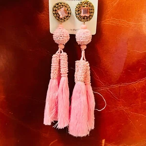 Mia Collection Kostüm Schmuck Quaste Mode Ohrringe Perlengold Pink Neu - Bild 1 von 5