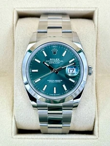 NEW 2025 Rolex Datejust 41mm 126300 Stainless Steel Oyster Green Dial - Picture 1 of 8
